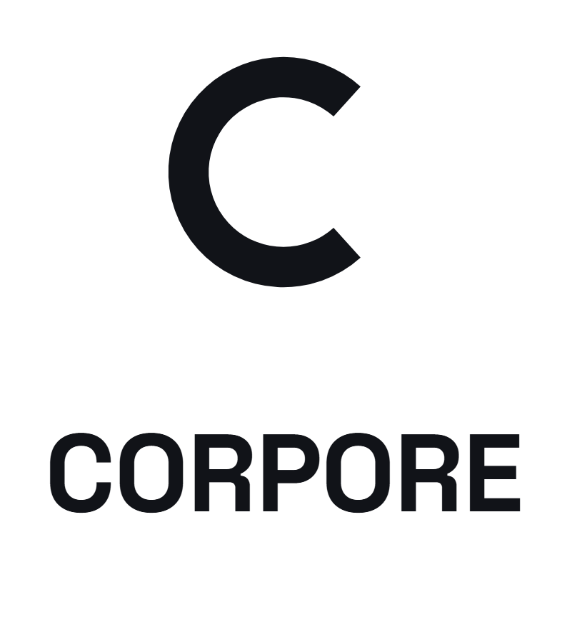 CORPORE stacked lockup for light backgrounds